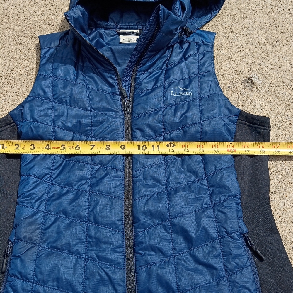 L.L.Bean 505280 Women's Small Blue Zip Hooded Packaway Primaloft Longer Vest - Picture 10 of 12